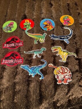 Jurassic Park & Colorful Dinosaur Iron-On Patch Set